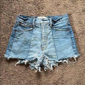 Abercrombie & Fitch Blue Jean Shorts Distressed High-Waisted